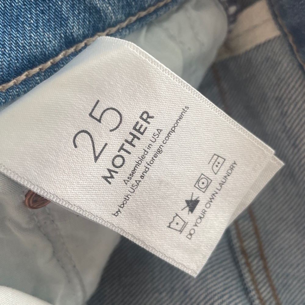 MOTHER The Insider Distressed Light Blue Straight-Leg Jeans Size 25 - Picture 14 of 15